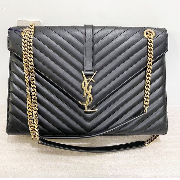 YSL Envelope Large Chevron Shoulder Bag - Picture 3 of 13